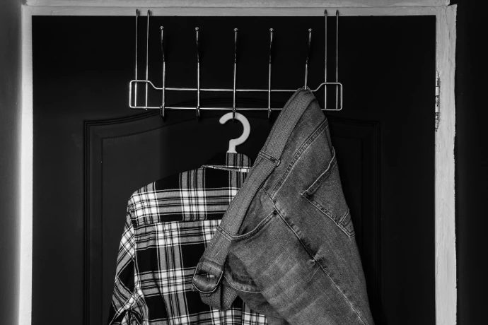 gray and black plaid shirt